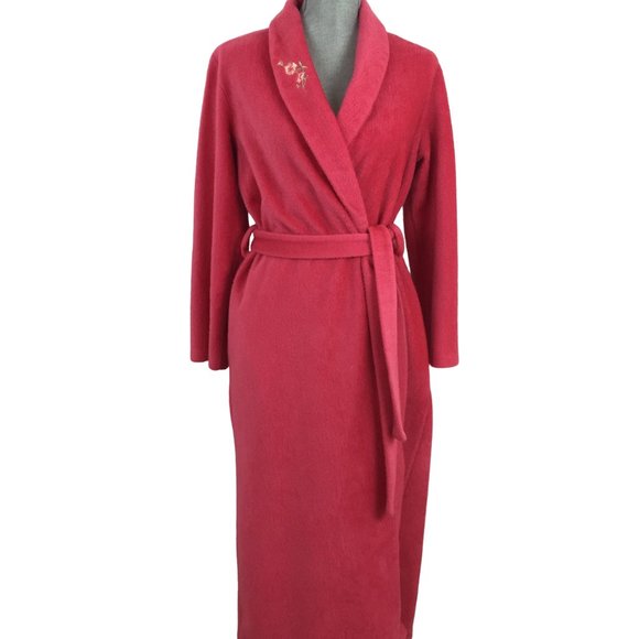 Vintage Bath Robe House Coat Full Length sz M - Coral - Picture 15 of 15